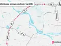 Mapa odcinkowy pomiar prędkości na AOW we Wrocławiu, zaznaczone odcinki i lokalizacje kamer.