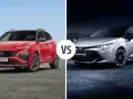 Czerwony Hyundai Kona kontra srebrna Toyota Corolla GR Sport. Która hybryda Hyundai czy Toyota lepsza?