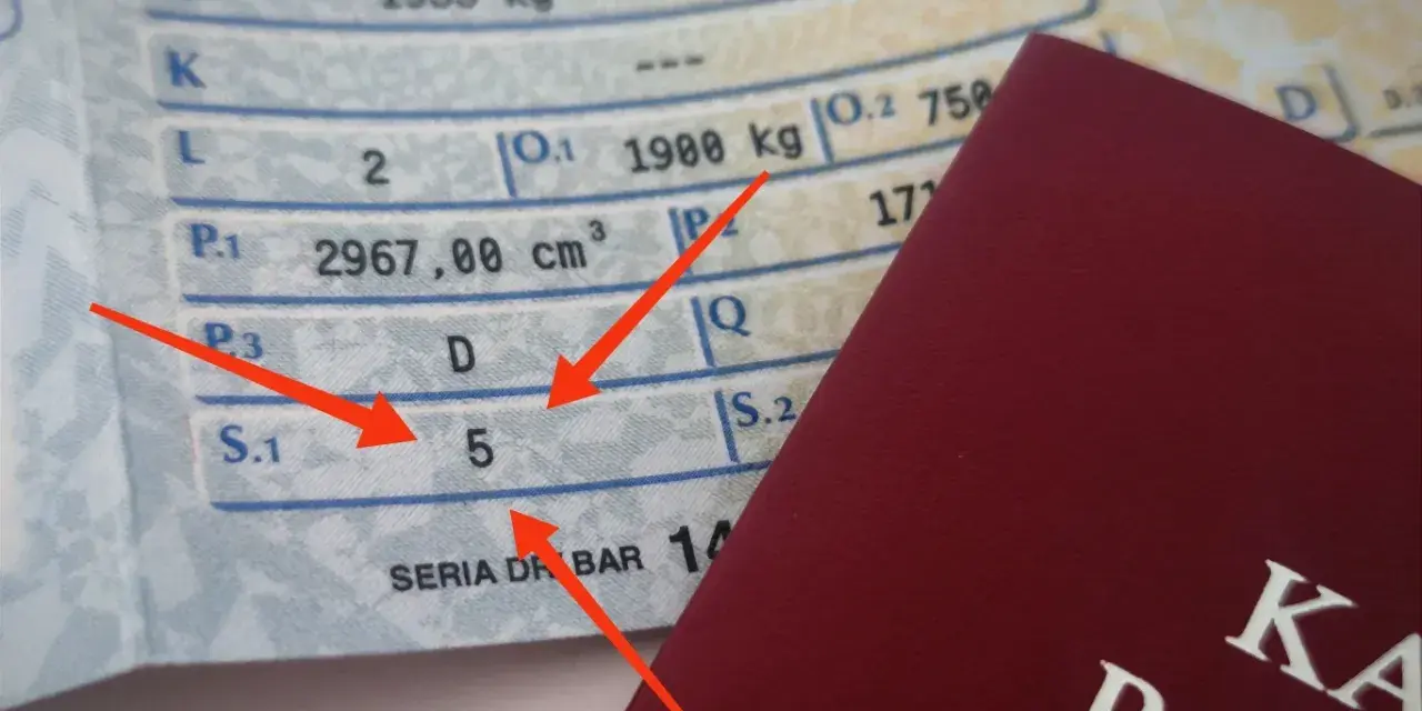 Dokument pojazdu wskazuje, że bus ma 5 miejsc.