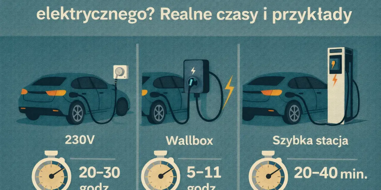 Ile trwa szybkie ładowanie samochodu elektrycznego? Od 20-30 godzin (230V) do 5-11 godzin (Wallbox) i zaledwie 20-40 minut na szybkiej stacji.