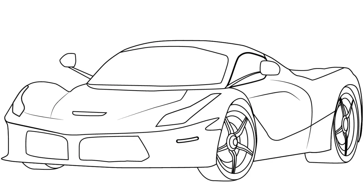 Szkic sportowego samochodu, który może posłużyć jako inspiracja, jak narysować Ferrari.
