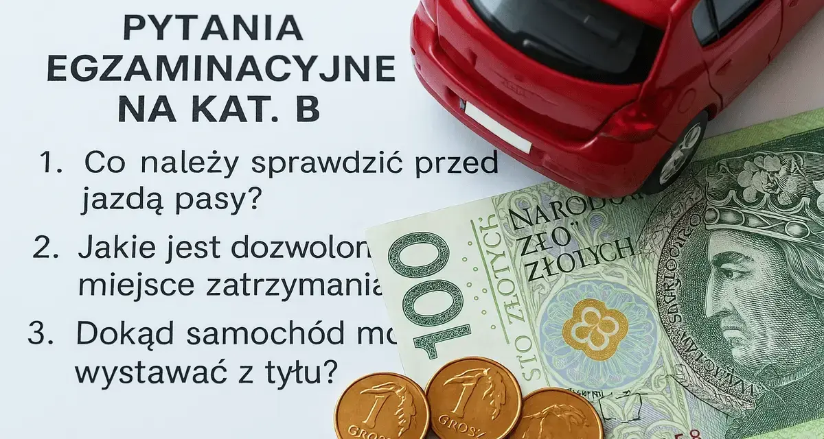 Pytania egzaminacyjne na kat. B, banknot 100 zł i monety. Zastanawiasz się, ile kosztuje prawo jazdy?