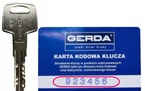 Karta kodowa klucza Gerda i klucz. Dorabianie kluczy Gerda tylko po okazaniu karty kodowej. Sprawdź, ile kosztuje dorobienie klucza.
