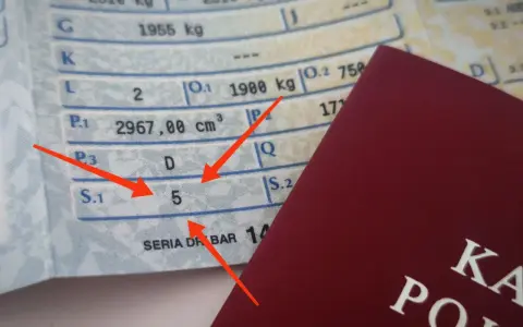 Dokument pojazdu wskazuje, że bus ma 5 miejsc.