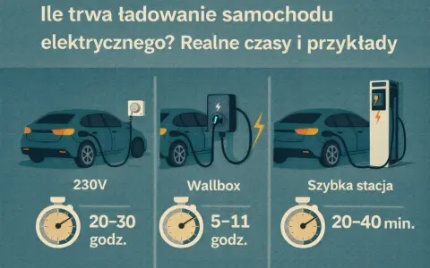Ile trwa szybkie ładowanie samochodu elektrycznego? Od 20-30 godzin (230V) do 5-11 godzin (Wallbox) i zaledwie 20-40 minut na szybkiej stacji.
