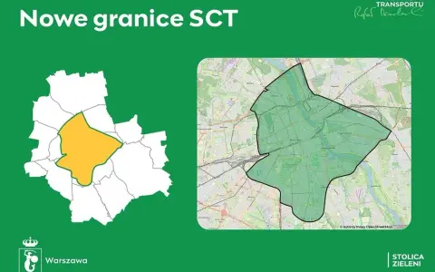 Nowe granice strefy czystego transportu w Warszawie. Mapa pokazuje obszar SCT.