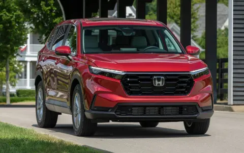 Czerwony Honda CR-V na drodze. Sprawdź aktualną honda cr-v cena i wybierz swój wymarzony SUV.