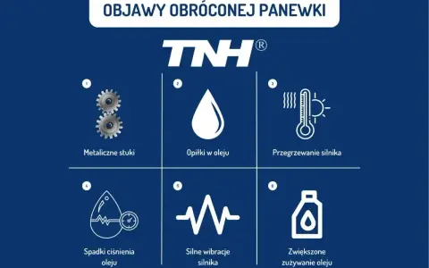 Objawy obróconej panewki: metaliczne stuki, opiłki w oleju, przegrzewanie silnika, spadki ciśnienia oleju, wibracje i zwiększone zużycie oleju.