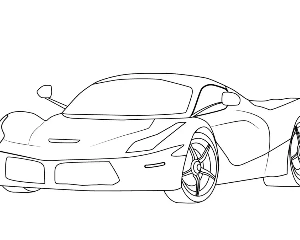 Szkic sportowego samochodu, który może posłużyć jako inspiracja, jak narysować Ferrari.