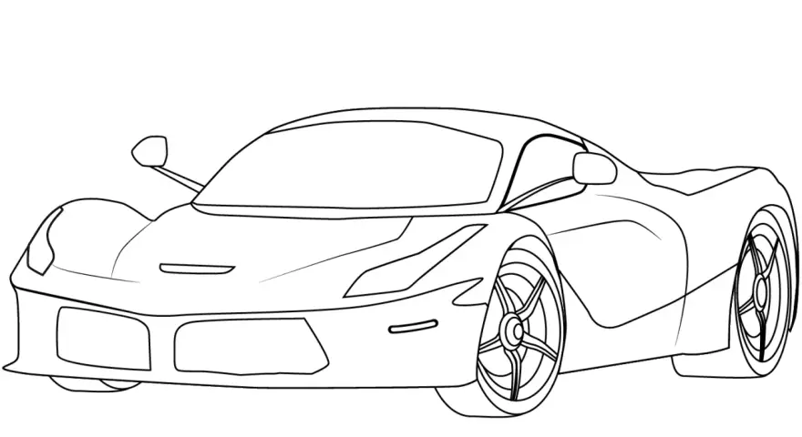Szkic sportowego samochodu, który może posłużyć jako inspiracja, jak narysować Ferrari.