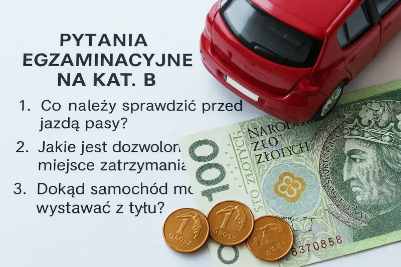 Pytania egzaminacyjne na kat. B, banknot 100 zł i monety. Zastanawiasz się, ile kosztuje prawo jazdy?